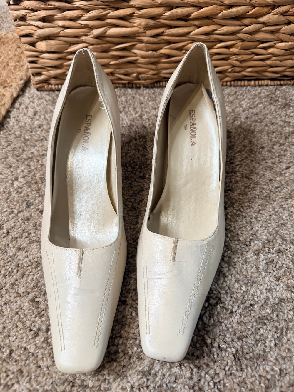 Española Too bone leather square toe pump 11 772
